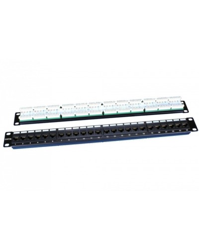 Патч-панель 19, 1U, 24 порта RJ-45, категория 5e, Dual IDC, ROHS, цвет черный Hyperline PP3-19-24-8P8C-C5E-110D в Октябрьском Патч панель Pintop.ru