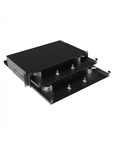 Оптическая полка выдвижная, без лицевой панели, неукомплектованная, 2U, черная DKC RNFPE2U48 в Октябрьском Полки для шкафов и стоек Pintop.ru