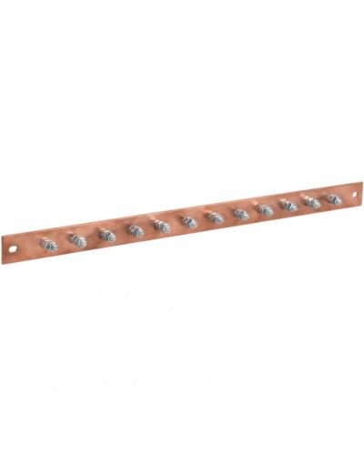 Шина заземления 483х25x3мм медь ШМТ М1 12 точек подключения М6 ITK ER-12-325-M1 в Октябрьском Аксессуары для стоек и шкафов Pintop.ru