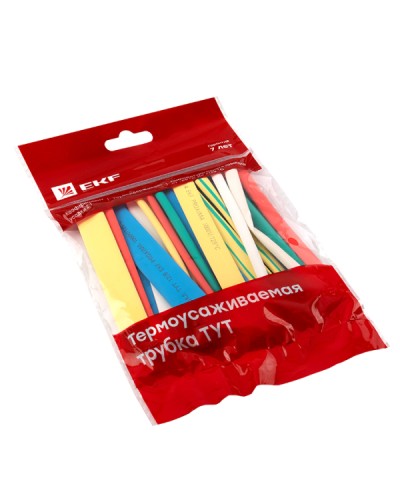 Термоусаживаемая трубка ТУТ нг 6/3 набор:7 цветов по 3шт. 100мм. EKF PROxima (tut-n-6) в Октябрьском Аксессуары для кабель-канала Pintop.ru