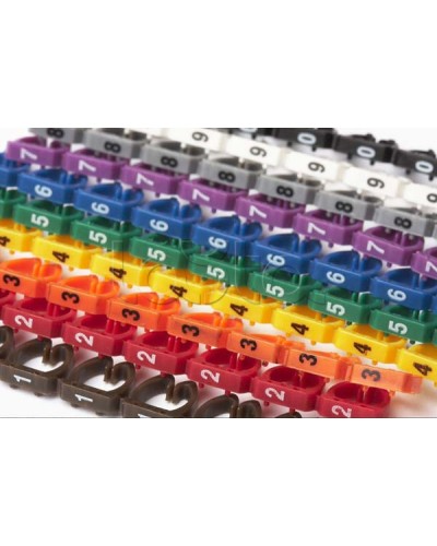 Маркеры (клипсы) на кабель, защелкивающиеся D 6-7мм, 0-9, 10 цветов (100 шт) Hyperline MA-67-R в Октябрьском Держатели, клипсы, скобы Pintop.ru