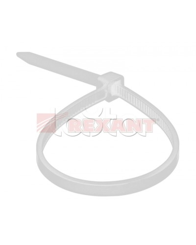 Хомут-стяжка нейлоновый 2.5х120 мм белый (100шт/уп) REXANT 07-0120 в Октябрьском Стяжки-хомуты Pintop.ru