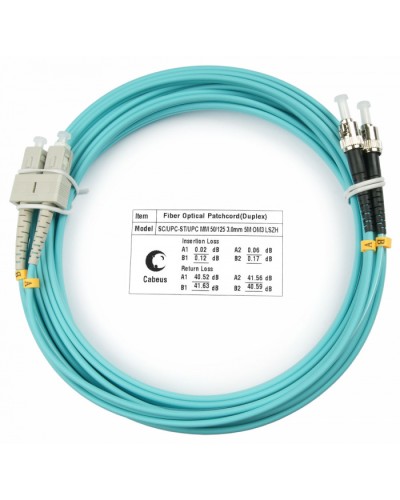 Шнур оптический duplex SC-ST 50/125 mm OM3 5м LSZH Cabeus FOP-50-SC-ST-5m в Октябрьском Патч-корды и пигтейлы Pintop.ru