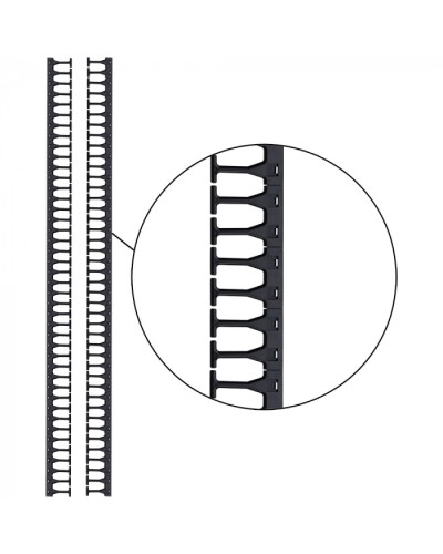 Кабельная гребенка 42U с пальцами глубиной 169 мм, 2 шт. в компл., черная LANMASTER (LAN-DC-CB-42Ux8-PF/L) в Октябрьском Аксессуары для стоек и шкафов Pintop.ru