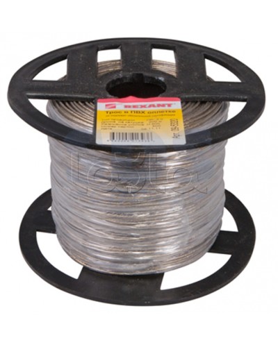 Трос стальной в ПВХ изоляции d2 мм (200) REXANT 09-5320 в Октябрьском Крепежные изделия Pintop.ru