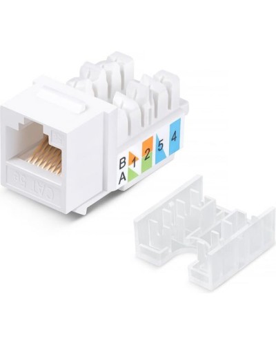 Модуль Keystone Jack RJ-45(8P8C), UTP неэкранированный, CAT 5e, тип 90 градусов, белый REXANT PRO 02-0064 в Октябрьском Модули Keystone Pintop.ru
