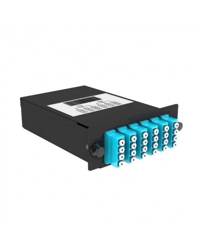 Кассета кроссовая 2 разъема черный Cabeus (FO-OM3-2x12MPO(m)/U-24xLC/U-A-BK) в Октябрьском Кросс оптический Pintop.ru