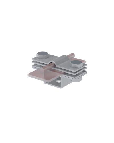 Универсальный держатель на мостовой опоре для прутка Ø 5-8 мм и полосы до 40 мм с 3 пластинами КМ-профиль (UDMO3-D5-8-B40) в Октябрьском Аксессуары для лотков Pintop.ru