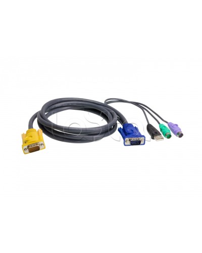КВМ-кабель с интерфейсами PS/2, USB, VGA (1.8м) ATEN 2L-5302UP в Октябрьском Видеоусилители, Модуляторы, Делители Pintop.ru