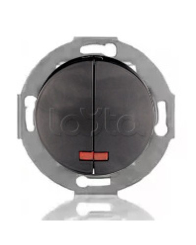 Выключатель двухклавишный Экопласт (схема 5L) с индикатором 10 A, 250 B (черный ) Vintage в Октябрьском Розетки компьютерные и телефонные Pintop.ru