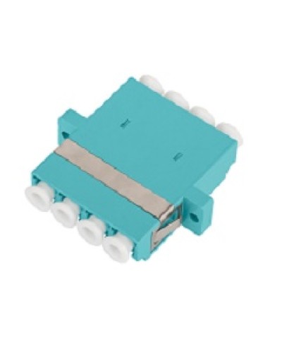 Адаптер NIKOMAX волоконно-оптический, соединительный, многомодовый, стандарта OM3, LC/UPC-LC/UPC, квадро, пластиковый, без шторки, с фланцами, аква, уп-ка 2шт. в Октябрьском Проходные адаптеры и розетки оптические Pintop.ru