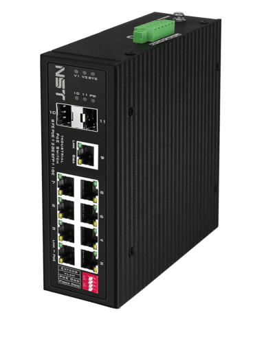 PoE коммутатор Fast Ethernet на 8 FE RJ45 PoE + 1 x GE RJ45 + 2 GE SFP порта NST NS-SW-8F3G-P/I в Октябрьском Коммутаторы Pintop.ru