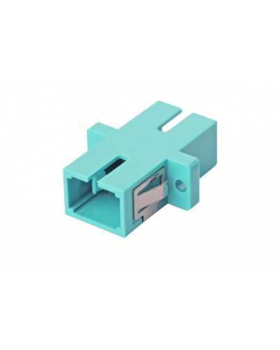 Оптический адаптер OM3, симплекс SC, с фланцами, бирюзовый Eurolan (36A-30-SC-02AQ) в Октябрьском Проходные адаптеры и розетки оптические Pintop.ru