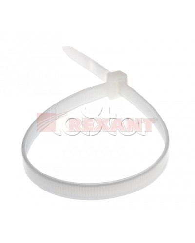 Хомут-стяжка нейлоновый 8х450 мм белый (100шт/уп) REXANT 07-0450-8 в Октябрьском Стяжки-хомуты Pintop.ru