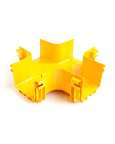 Х-соединитель оптического лотка 120 мм, монтаж без соединителей, желтый LANMASTER (LAN-OT120-XT/NC) в Октябрьском Коммутационные изделия Pintop.ru