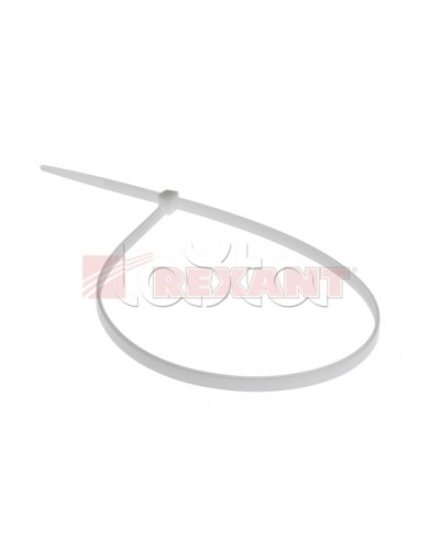 Хомут-стяжка нейлоновый 5х350 мм белый (100шт/уп) REXANT 07-0350 в Октябрьском Стяжки-хомуты Pintop.ru