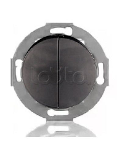 Выключатель двухклавишный Экопласт (схема 5) 10 A, 250 B (черный ) Vintage в Октябрьском Розетки компьютерные и телефонные Pintop.ru