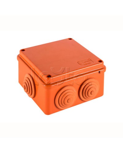 JBS100 Коробка огн. E110, о/п 100х100х55мм, без галогена, 6 вых., IP55, цвет оранж. Экопласт (43377HF) в Октябрьском Коробки (ОКЛ) Экопласт Pintop.ru