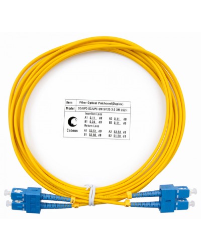 Шнур оптический duplex SC-SC 9/125 sm 3м LSZH Cabeus FOP(d)-9-SC-SC-3m в Октябрьском Патч-корды оптические Pintop.ru