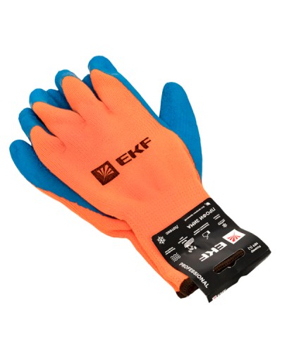 Перчатки рабочие ПРОФИ ЗИМА с рельефным латексным покрытием утепленные (10 класс, 9 разм) EKF (pe10lt-9-pro) в Октябрьском Аксессуары для кабель-канала Pintop.ru