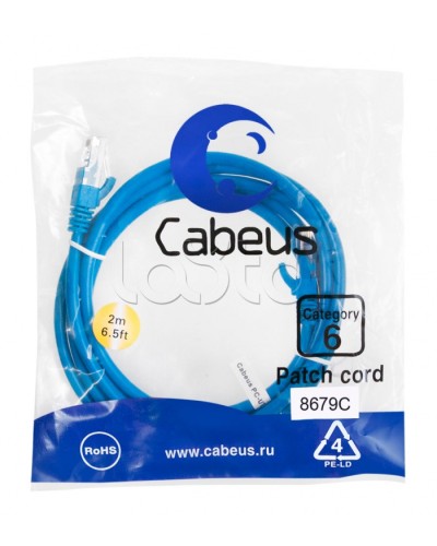 Патч-корд U/UTP Cabeus PC-UTP-RJ45-Cat.6-2m-BL-LSZH в Октябрьском Патчкорды (медные) Pintop.ru