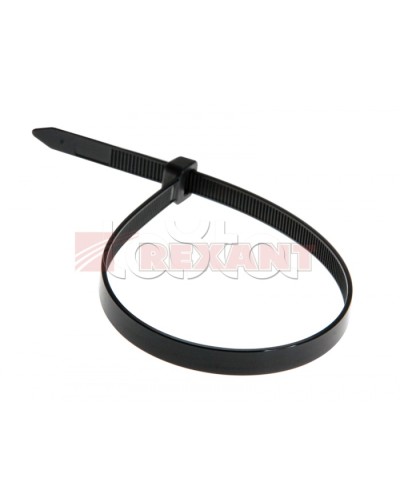 Хомут-стяжка нейлоновый 8х400 мм чёрный (100шт/уп) REXANT 07-0401-8 в Октябрьском Стяжки-хомуты Pintop.ru