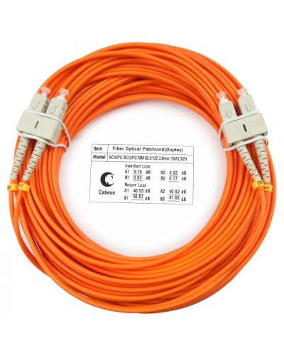 Шнур оптический duplex SC-SC 62,5/125 mm 25м LSZH Cabeus FOP-62-SC-SC-25m в Октябрьском Патч-корды оптические Pintop.ru