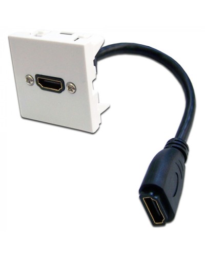 Вставка Mosaic 45x45 с адаптером HDMI с удлинителем, мама-мама, белая LANMASTER (LAN-SIP-23HDMI-WH) в Октябрьском Проходные адаптеры и розетки оптические Pintop.ru