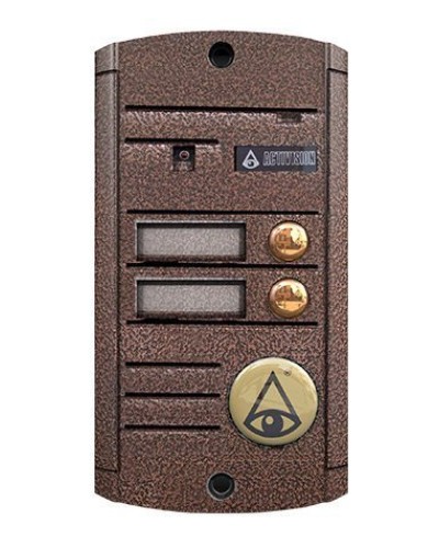 Видеопанель вызывная накладная цветная на 2 абонента Activision AVP-452 (PAL, медь) в Октябрьском Вызывные видеопанели малоабонентные Pintop.ru