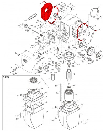 Правая крышка редуктора C-BX Came 119RICX026 в Октябрьском Запчасти для шлагбаумов и автоматики Pintop.ru