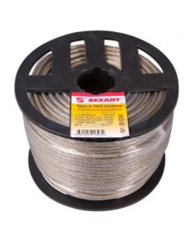 Трос стальной в ПВХ изоляции d4 мм (100 м) REXANT 09-5240 в Октябрьском Крепежные изделия Pintop.ru