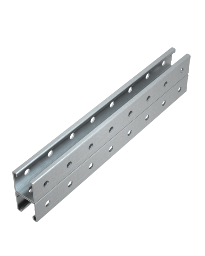 Страт-профиль двойной 41х41 L2900 мм s:2,5 (тройная перфорация) КМ-Профиль (2STPU41-41-2900 3P) в Октябрьском Аксессуары для лотков Pintop.ru