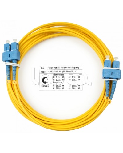 Шнур оптический duplex SC-SC 9/125 sm 7м LSZH Cabeus FOP(d)-9-SC-SC-7m в Октябрьском Патч-корды оптические Pintop.ru