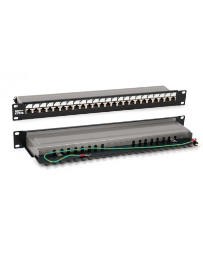 Патч-панель 19, 1U, 24 порта RJ-45 полн. экран., категория 6, Dual IDC, цвет черный Hyperline PP3-19-24-8P8C-C6-SH-110D в Октябрьском Патч панель Pintop.ru