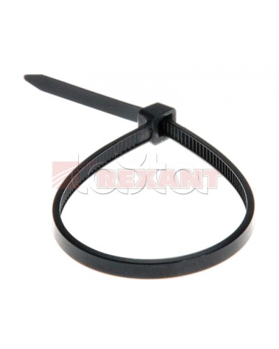 Хомут-стяжка нейлоновый 2.5х120 мм чёрный (100шт/уп) REXANT 07-0121 в Октябрьском Стяжки-хомуты Pintop.ru