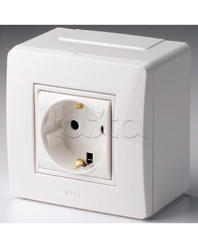 Коробка в сборе с силовой розеткой, белая DKC 10482 в Октябрьском Распределительные коробки Pintop.ru
