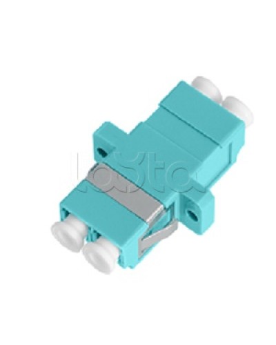 Адаптер NIKOMAX волоконно-оптический, соединительный, многомодовый, стандарта OM3, LC/UPC-LC/UPC, двойной, пластиковый, без шторки, с фланцами, аква, уп-ка 2шт. NIKOMAX (NMF-OA2M3-FN-LCU-LCU-AQ-2) в Октябрьском Проходные адаптеры и розетки оптические Pint