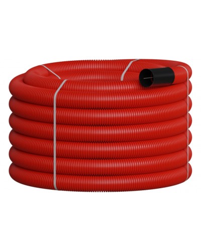 NR110 Двустенная труб.а ПНД гибкая, тип 450, SN12, с зондом, D110мм (20м) цвет красный Экопласт 801110-20 в Октябрьском Гладкая труба Pintop.ru