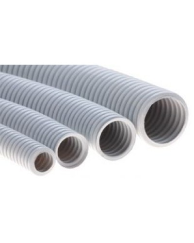 Труба ПВХ гибкая гофрированная д.25мм, тяжёлая без протяжки, 50м, цвет серый DKC 90525 в Октябрьском Труба гофрированная Pintop.ru