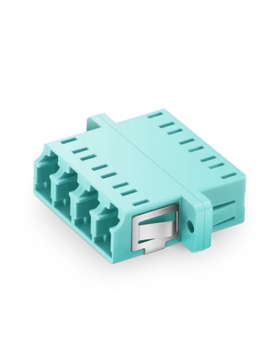 Оптический адаптер OM3, квадро LC, с фланцами, бирюзовый Eurolan (36A-30-4L-02AQ) в Октябрьском Проходные адаптеры и розетки оптические Pintop.ru