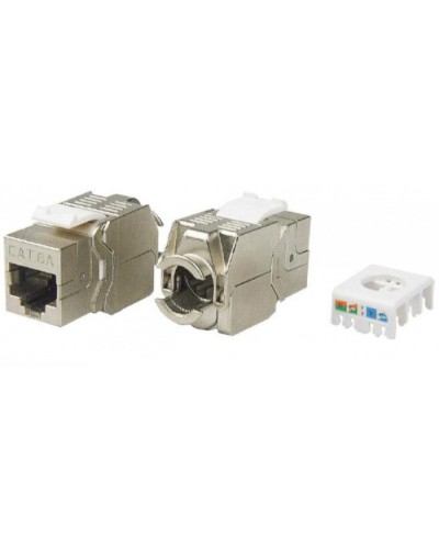 Вставка Keystone Jack RJ-45(8P8C) Hyperline KJ8-8P8C-C6A-180-TLS-SH-F-WH в Октябрьском Модули Keystone Pintop.ru