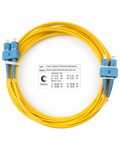 Шнур оптический duplex SC-SC 9/125 sm 5м LSZH Cabeus FOP(d)-9-SC-SC-5m в Октябрьском Патч-корды оптические Pintop.ru