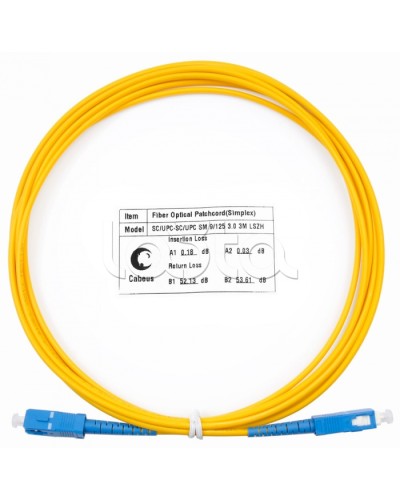 Патч-корд волоконно-оптический (шнур) SM 9/125 simplex SC-SC LSZH (3м) Cabeus FOP(s)-9-SC-SC-3m в Октябрьском Патч-корды оптические Pintop.ru