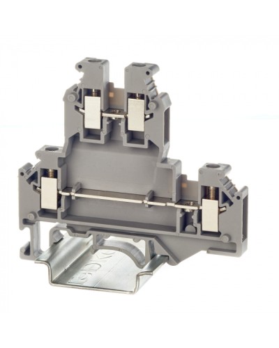 Клемма двухуровневая, винтовой зажим, 4 точки подключения, 4 кв.мм, серая DKC (KRUKB-5) в Октябрьском Клеммные колодки Pintop.ru
