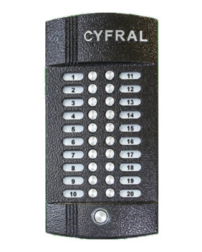 Блок вызова аудиодомофона на 20 абонентов Цифрал M-20M/T в Октябрьском Блоки вызова многоабонентные Pintop.ru