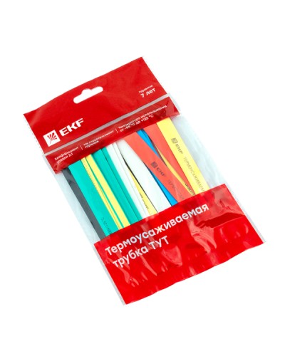 Термоусаживаемая трубка ТУТ нг 8/4 набор:7 цветов по 3шт. 100мм. EKF PROxima (tut-n-8) в Октябрьском Аксессуары для кабель-канала Pintop.ru