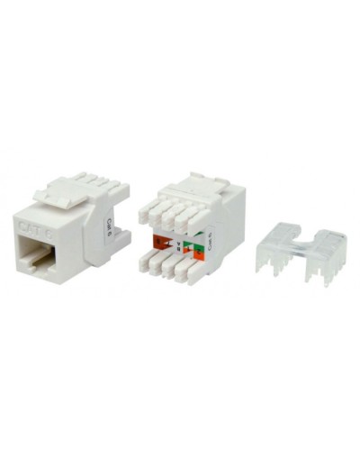 Вставка Keystone Jack RJ-45(8P8C) Hyperline KJ8-8P8C-C6-180-WH в Октябрьском Модули Keystone Pintop.ru