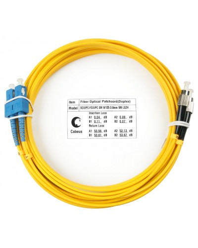 Шнур оптический duplex SC-FC 9/125 sm 7м LSZH Cabeus FOP(d)-9-SC-FC-7m в Октябрьском Патч-корды оптические Pintop.ru