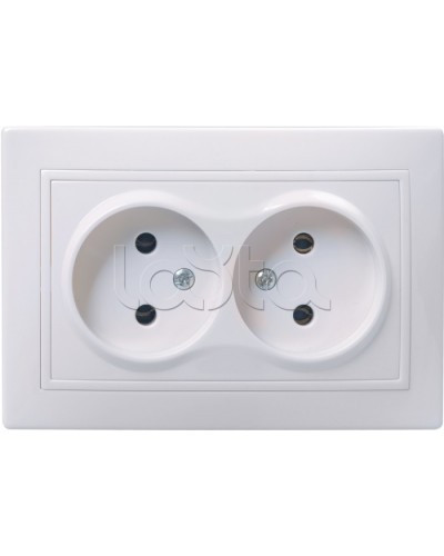 Розетка РС12-2-КБ двухместная без заземляющего контакта без защитной шторки «Кварта», 2 модуля IEK ERK23-K01-10-DM в Октябрьском Аксессуары для кабель-канала Pintop.ru