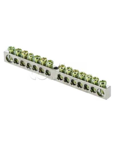 Шина PEN ноль-земля (6x9мм) 14 отв. цинк крепеж по центру EKF PROxima (sn1-63-14) в Октябрьском Аксессуары для стоек и шкафов Pintop.ru